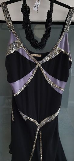 NOCTURNE 100% Silk Beaded Cocktail Dress Sz 12UK(Fit 10-12UK) - Rrp 695 (New)
