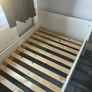 White single bed frame with wooden slats Image 2