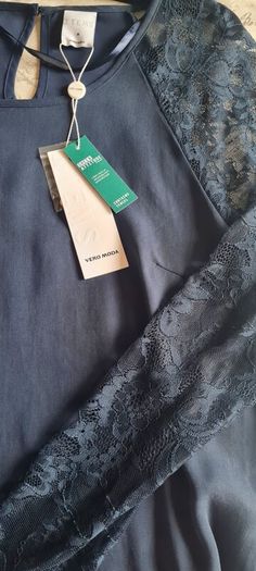 Vero Moda Navy Top with Lace Sleeves