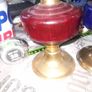 3 Beautiful Old 2 Blue, 1 Red Glass Oil Lamps, Postage Available, Image 3