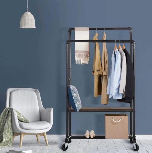 Iron clothes rail/shelf on wheels