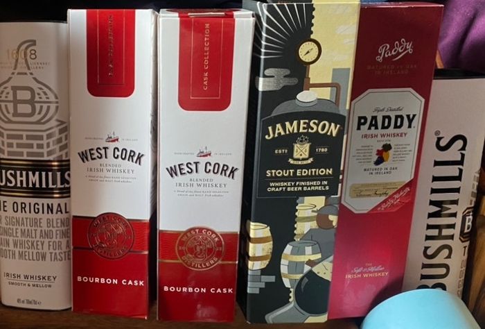 Irish whiskey empty boxes
