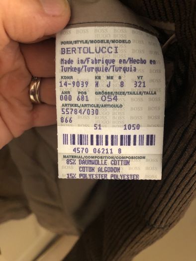 Hugo Boss Brown Cord Jacket BNWT