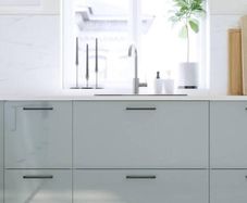 IKEA KALLARP high-gloss light grey-blue / grey-turquoise METOD kitchen doors and drawer fronts discontinued/new stock