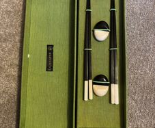 A Set of Vintage Chopsticks with Chopstick Rests