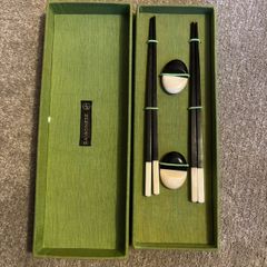 A Set of Vintage Chopsticks with Chopstick Rests