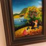 Folk Art Original Naive Vintage Art Reverse Glass Image 2