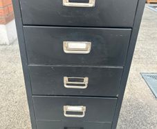 Vintage metal cabinet with drawers