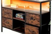 Vintage Living Room Cabinet with LED Lighting, Vintage Chest of Drawers with 4 Drawers, 110 x 30 x 78 cm, 2 USB and 2 AC Ports, Wooden Sideboard for Living Room, Perfect for Sideboard Kitchen