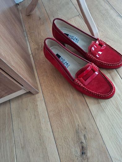 New Antonio Parriego Suede Leather Cherry Red Shoes (39).