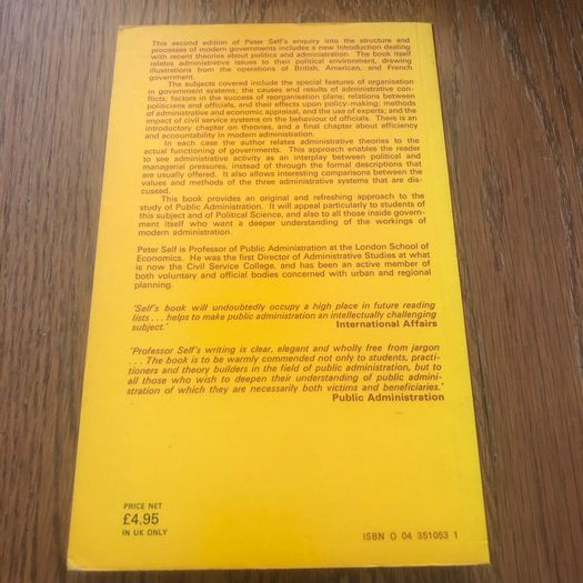 Administrative Theories and Politics -Peter Self