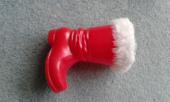 Vintage Red Santa Boot with White "Fur" Trim.