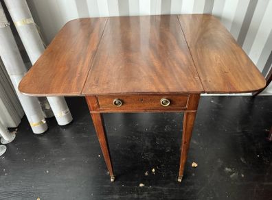 Antique George III Mahogany Pembroke Table (c. 1790) - Brass Castors