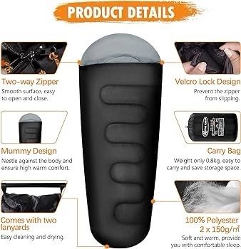 NEW SALE | Sleeping Bags - 3 Seasons Mummy Sleeping Bag for Adults & Kids, Lightweight with Compact Bag for Camping, Hiking, Backpacking, Travel, Outdoor