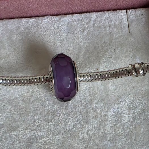 Pandora purple fascinating faceted murano glass charm perfect condition