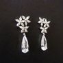 Wedding Bridal Flower Crystal Silver Earrings Image 4