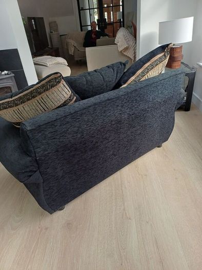 Two Seater Black Fabric Sofa