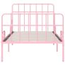 Bed Frame with Slatted Base Pink Metal 100x200 cm Image 4