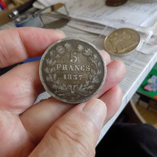 France 1837 A,5 francs.King Louis Philippe.90% silver.