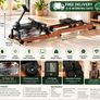 Wooden Water Rowing Machine  Foldable Home Gym Rower with Bluetooth, LCD Display & 6 Resistance Levels Image 2