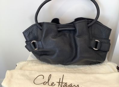 Stunning genuine Cole Haan designer Black pebbled leather handbag