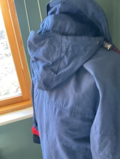 Free Post - MUSTO Performance Sailing Navy Jacket - Coat with Red Trim and Navy Padded Lining - Size S