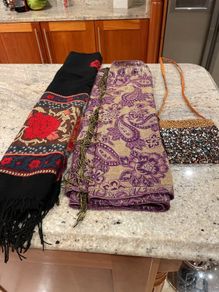 ladies scarfs and beaded bag