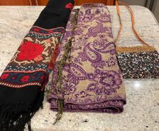 ladies scarfs and beaded bag