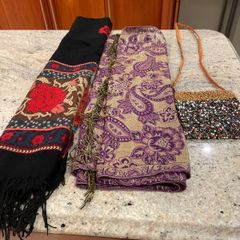ladies scarfs and beaded bag