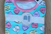 BNWT -  Age 12 - A Pair of Organic Cotton PJ's - Love Hearts Theme - Long Sleeve plus Cuff Pants - E