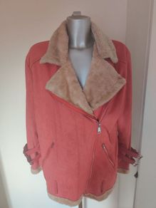 Coral ramones style fur jacket size XXL UK16 EU44 Postage included