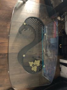 Antique glass coffee table