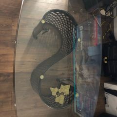 Antique glass coffee table