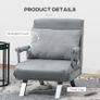 Suedette Adjustable Back Futon Sofa Chair - Grey Image 7