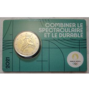 France 2 Euro Base Metals Brilliant Uncirculated Coin 2021 - Olympic Games Paris 2024 - 2 Euro Commemorative Coin