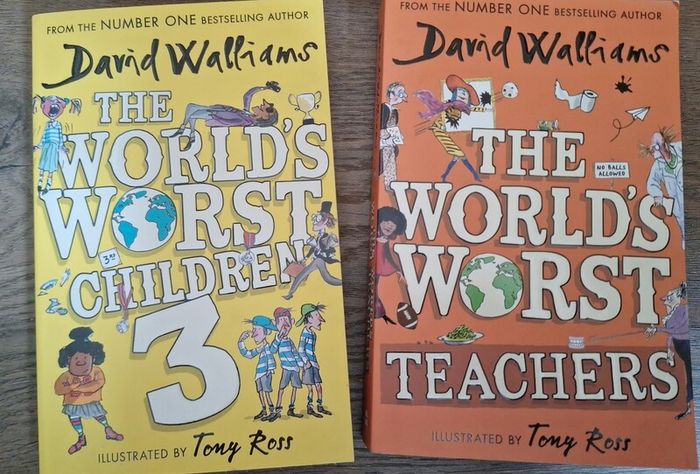 Two David Walliams books - The Worlds Worst Children 3 and Teachers