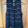 Womens  Love Fire Black Floral Lace Sleeveless Top Blouse Image 4