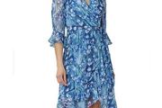 Adrianna Papell Blue Floral Chiffon