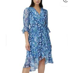 Adrianna Papell Blue Floral Chiffon