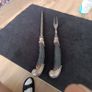 Fabulous Antique Carving Fork & Knife Sharpener Sterling Silver Antler Handles Image 5