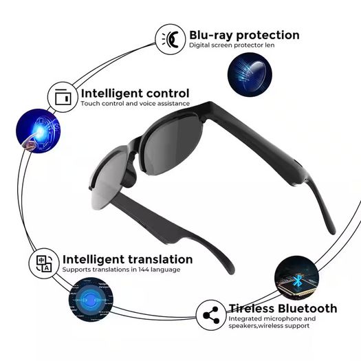 Smart Glasses Hands-Free Calling AI Chat Logging Music Playback Bluetooth Sunglasses for Men Touch Control Selfie Anti Glare