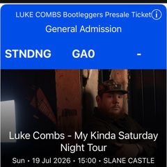 2 x Luke Combs Tickets Sunday 19th July