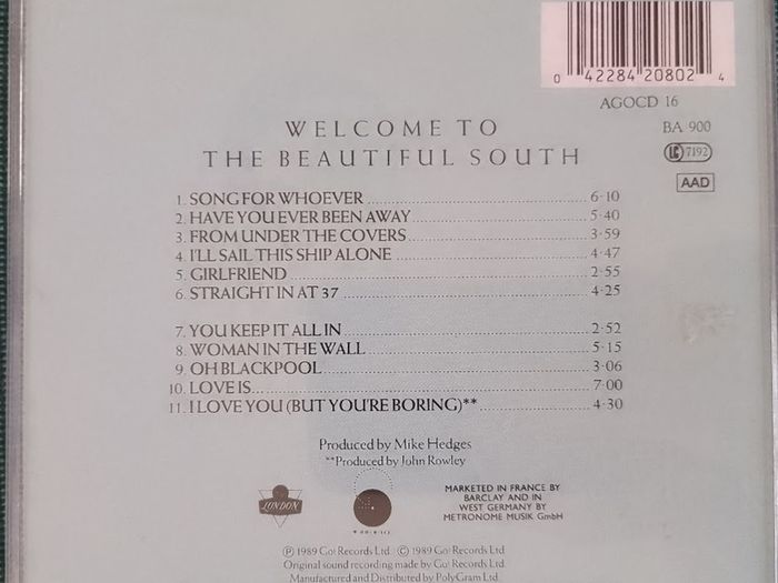The Beautiful South - Welcome To The Beautiful South CD (1989) Early 90's Nice Price Reissue EX+