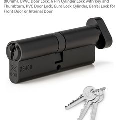 Thumb Turn Euro Cylinder Lock - Black 40/40T