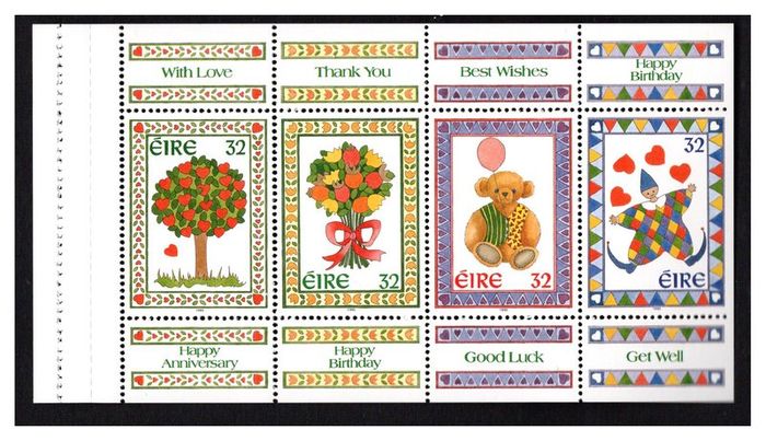 1995 Ireland Greetings Commemorative Stamp Booklet Pane Mint Never Hinged (MNH) Hibernian HP73