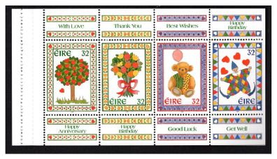 1995 Ireland Greetings Commemorative Stamp Booklet Pane Mint Never Hinged (MNH) Hibernian HP73