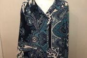 Susan Graver blue paisley blouse (XL)