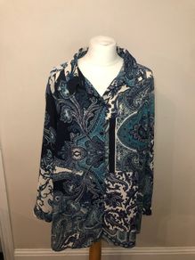 Susan Graver blue paisley blouse (XL)