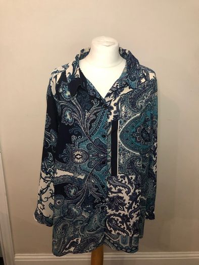 Susan Graver blue paisley blouse (XL)