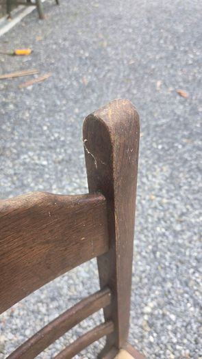 Set of 5 Solid Vintage Wooden Ladder Back Dining Chairs